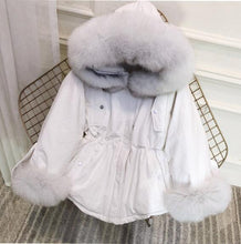 Load image into Gallery viewer, Fitaylor Real Natural Fox Fur Winter Jacket Women White Duck Down Jacket Thick Warm Female Winter Coat Women Hooded Down Parka