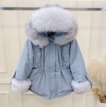 Load image into Gallery viewer, Fitaylor Real Natural Fox Fur Winter Jacket Women White Duck Down Jacket Thick Warm Female Winter Coat Women Hooded Down Parka