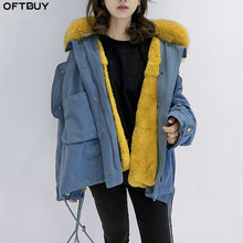 Load image into Gallery viewer, OFTBUY Women Parka Real Fur Coat Winter Jacket Women Natural Raccoon Fur Collar Rex Rabbit Fur Lining Korea Fashion Detachable