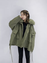 Load image into Gallery viewer, OFTBUY Women Parka Real Fur Coat Winter Jacket Women Natural Raccoon Fur Collar Rex Rabbit Fur Lining Korea Fashion Detachable