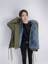 Load image into Gallery viewer, OFTBUY Women Parka Real Fur Coat Winter Jacket Women Natural Raccoon Fur Collar Rex Rabbit Fur Lining Korea Fashion Detachable