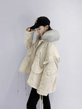 Load image into Gallery viewer, OFTBUY Women Parka Real Fur Coat Winter Jacket Women Natural Raccoon Fur Collar Rex Rabbit Fur Lining Korea Fashion Detachable
