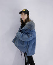 Load image into Gallery viewer, OFTBUY Women Parka Real Fur Coat Winter Jacket Women Natural Raccoon Fur Collar Rex Rabbit Fur Lining Korea Fashion Detachable
