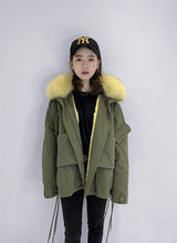 Load image into Gallery viewer, OFTBUY Women Parka Real Fur Coat Winter Jacket Women Natural Raccoon Fur Collar Rex Rabbit Fur Lining Korea Fashion Detachable