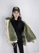 Load image into Gallery viewer, OFTBUY Women Parka Real Fur Coat Winter Jacket Women Natural Raccoon Fur Collar Rex Rabbit Fur Lining Korea Fashion Detachable