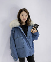 Load image into Gallery viewer, OFTBUY Women Parka Real Fur Coat Winter Jacket Women Natural Raccoon Fur Collar Rex Rabbit Fur Lining Korea Fashion Detachable