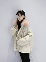 Load image into Gallery viewer, OFTBUY Women Parka Real Fur Coat Winter Jacket Women Natural Raccoon Fur Collar Rex Rabbit Fur Lining Korea Fashion Detachable
